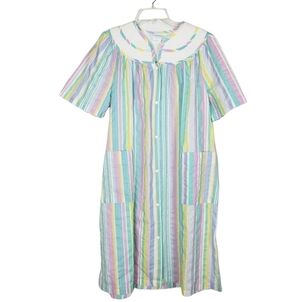 VINTAGE National pastel rainbow kaftan housedress maxi dress caftan